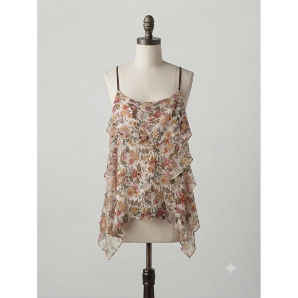 Bailey 44 Tops - BAILEY 44 Boho Silk Braided Strap Tank Ruffle Blouse USA Western Floral - Size M